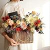 Bow Rattan Woven Bag Straw Bags Top Handle Wicker Baskets Handbags Boho Style Beach Bag
