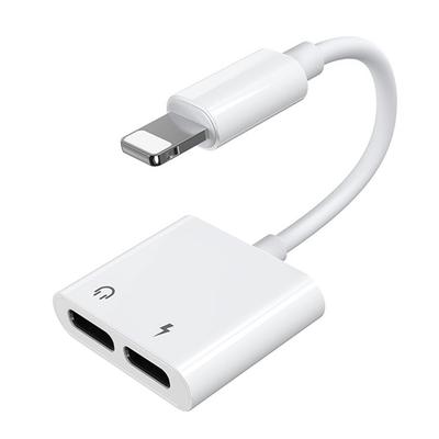 Белый адаптер-разветвитель для наушников iPhone Lightning 2x Lightning