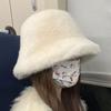Меховая интегрированная однотонная шапка женская универсальная теплая и флисовая маленькая теплая шапка-ведро из меха норки