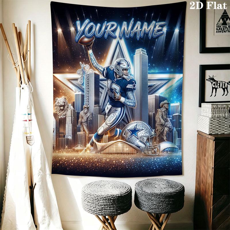 Custom Dallas Cowboys Wall Hanging Printed Fabric Blanket Decorative Tapestries for Bedroom Living Room Home Decor
