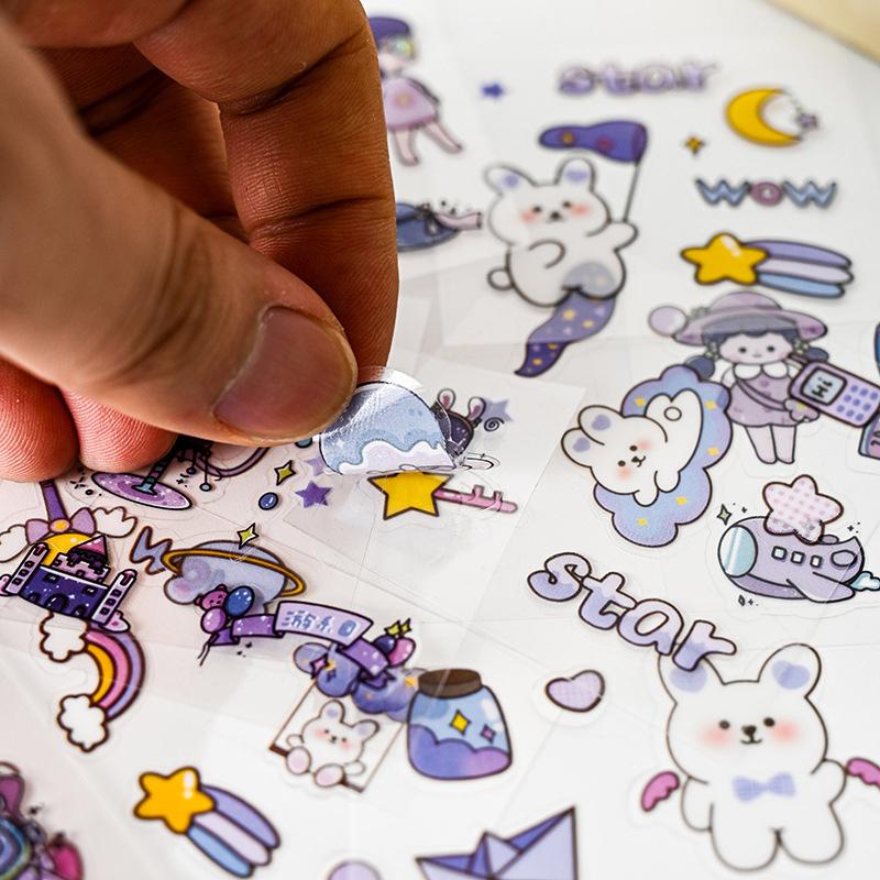 10/20/50Pcs Cute Cartoon Patterns Pvc Stickers Waterproof Transparent Notebook Water Bottle Scrapbook Decoration Stickers