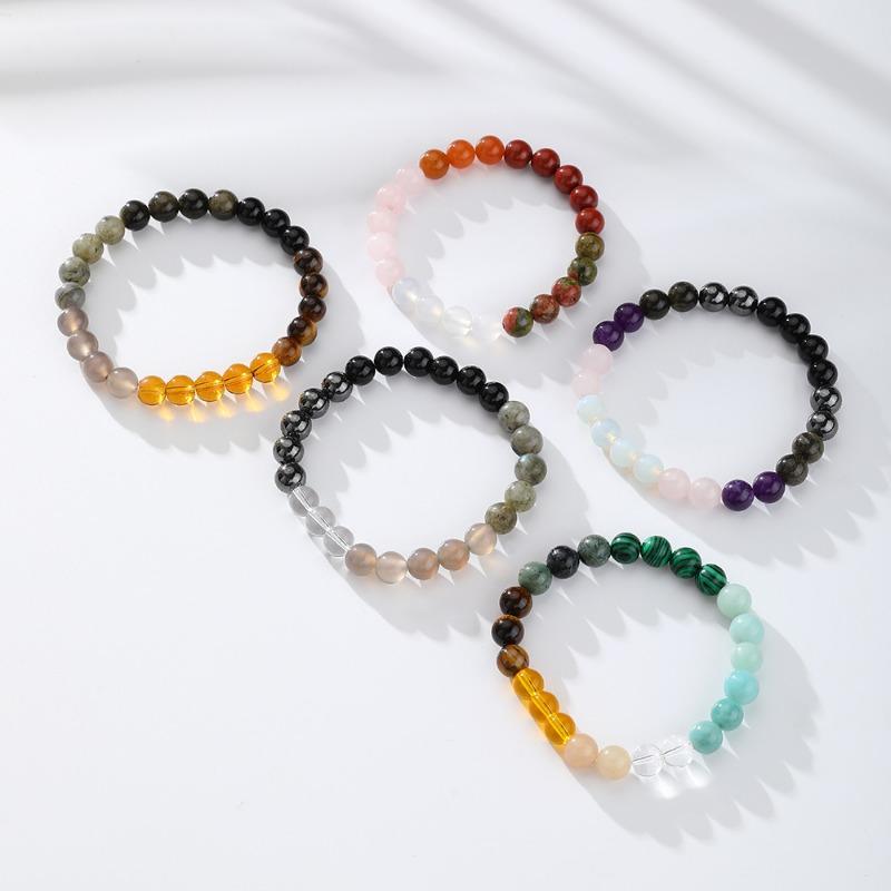 Браслет из натурального вулканического камня, браслет ручной работы, энергетический браслет, вспомогательное дыхание, медитация, агат, цветной миниатюрный ювелирный браслет с орнаментом