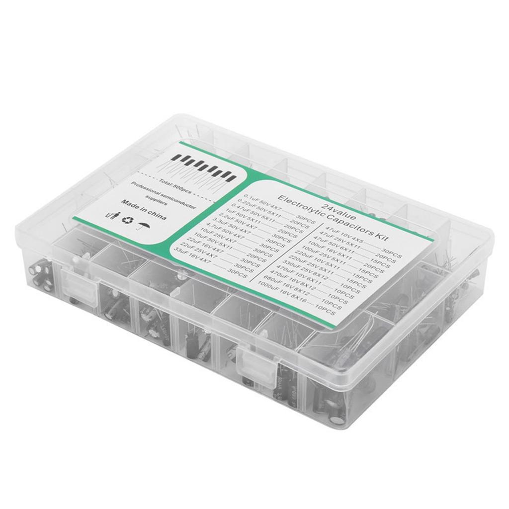 500 шт. набор электролитических конденсаторов, комплексный электронный компонент для электронных проектов и схем своими руками