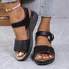 2025 Summer New European and American Amazon Fish Mouth Wedge Heel Fashionable and Comfortable Buckle Foreign Trade Sandals Women's Spot