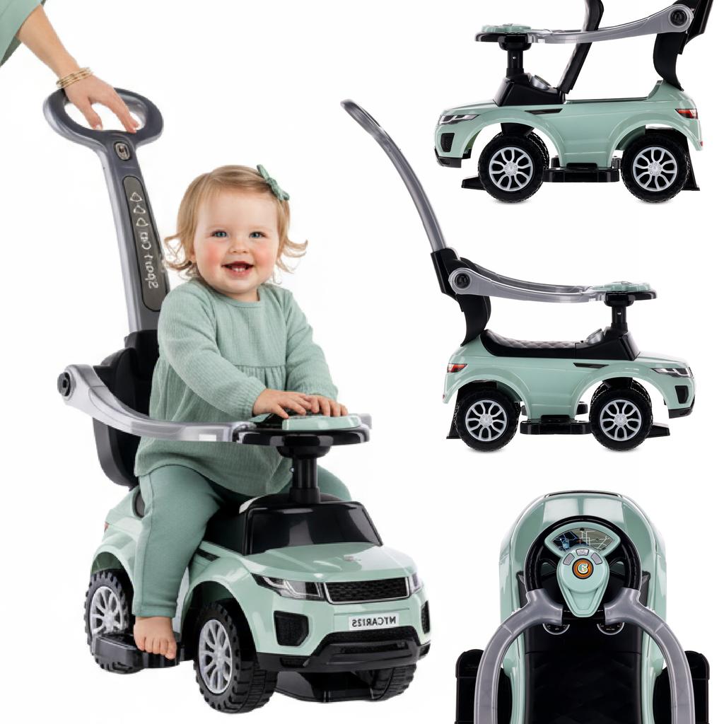 Jeździk Dla Dziecka Z Rączką I Obejmą Sport Car Szałwia Sun Baby