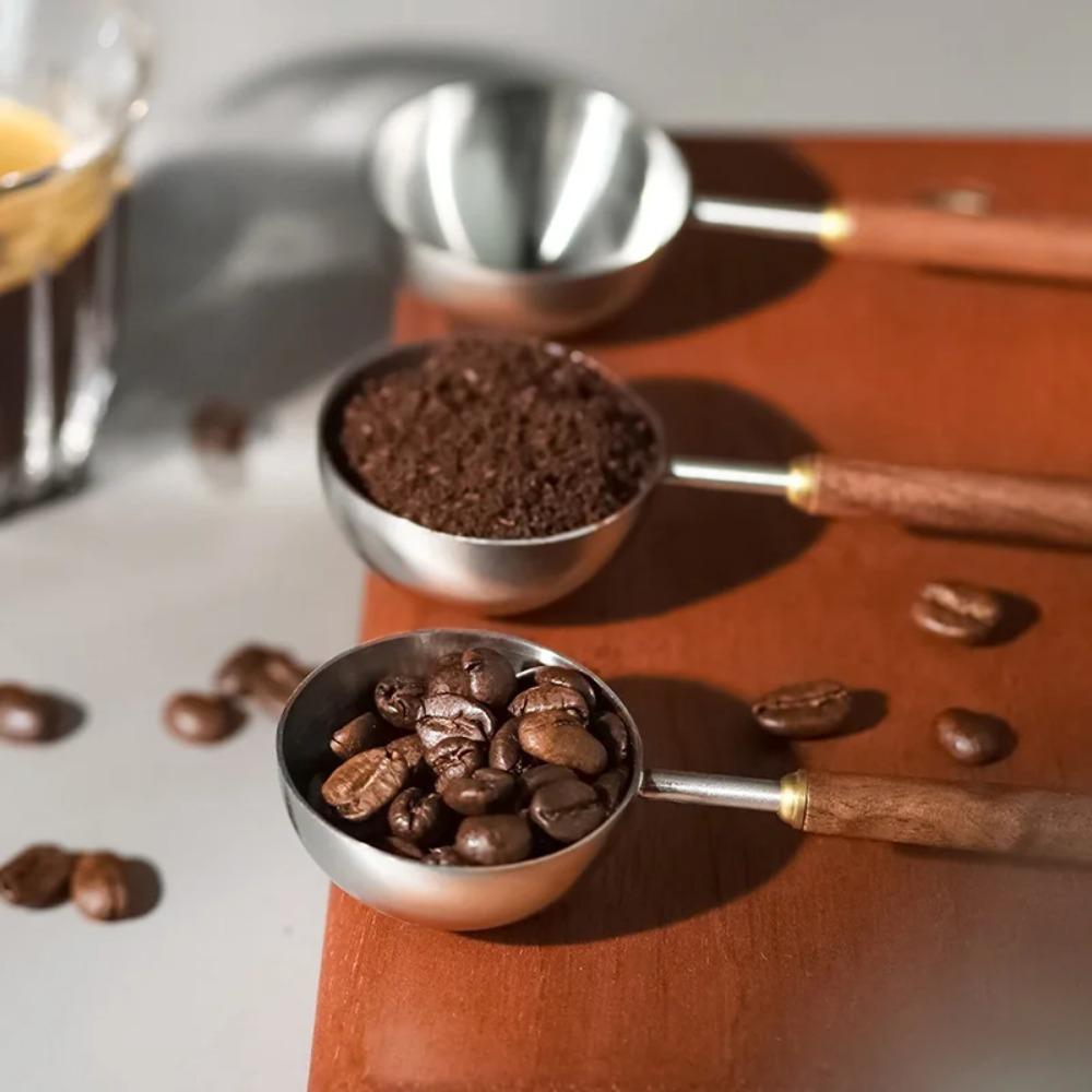 Walnut Handle Coffee Bean Measuring Spoons 304 Stainless Steel Coffee Scoop  Flour