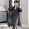 New Men's Pajamas Autumn Winter Thickened Air Cotton Sandwich Bathrobe Spring Pure Cotton Thin Sandwich Integrated Homewear