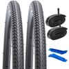 YunSCM Set of 2, 24x1.75 Tires, 24x1.75 47-507 Bicycle Tires + 24x1.50/1.90 Tubes with 32mm American Valves + Tire Lever, Y-1000