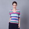 Женский облегающий вязаный топ в полоску с V-образным вырезом Anlom