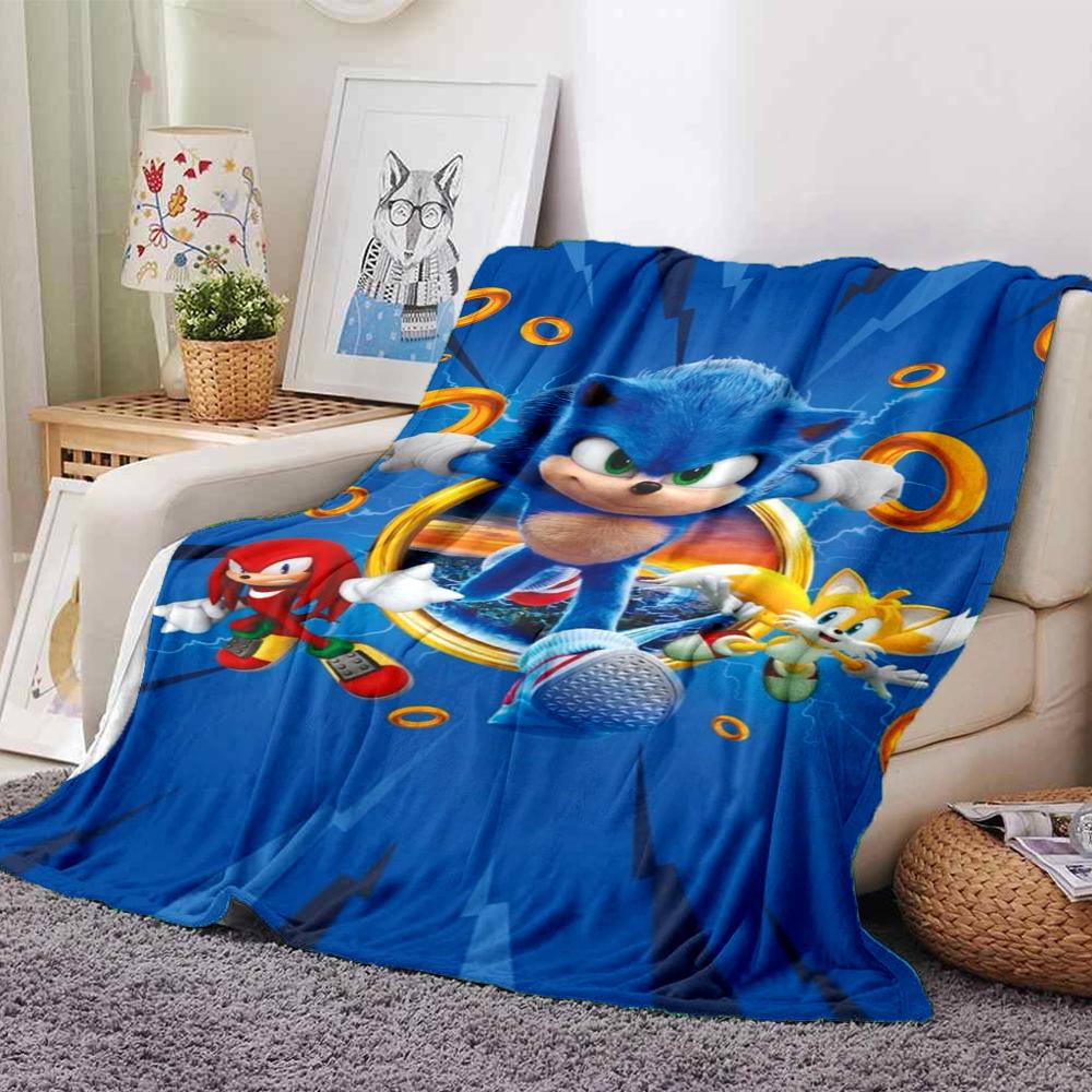 Sonic Theme Printed Blanket - Perfect for Couch, Bed, Travel & Outdoor Use | Machine Washable, Cozy & Durable.