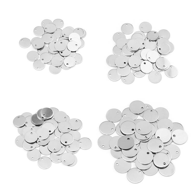 10-20pcs 6-35mm Stainless Steel Charms Round Dog Tag Pendant Stamping Blanks Pendants For Necklaces DIY Jewelry Making Wholesale