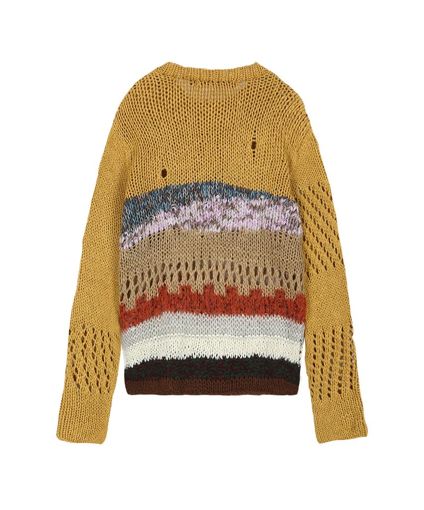 ADSB ANDERSSON BELL Yellow Hand-Crocheted Crew-Neck Sweater Atb1550M(Yellow)