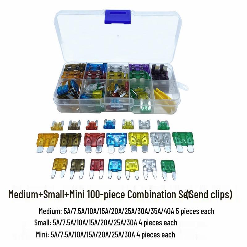 Набор автомобильных предохранителей: Ножевые предохранители малого, среднего и большого размера (1A, 3A, 10A, 15A)