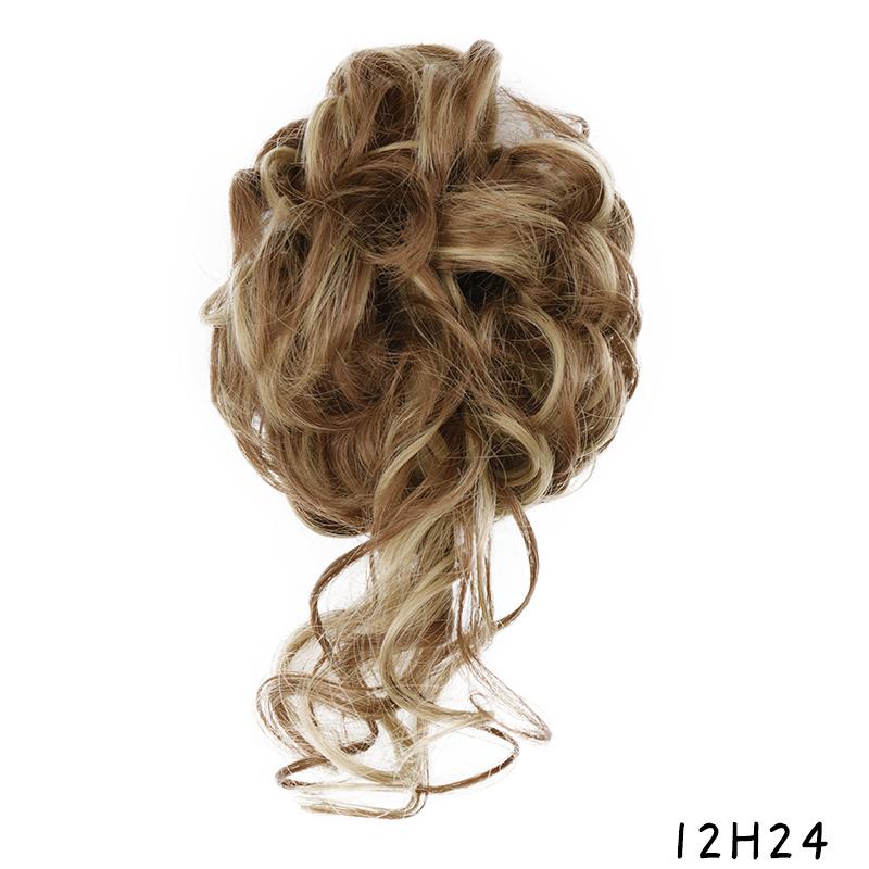 Synthetic Hair Bun Extensions Messy Curly Chignon Blonde Brown Donut Elastic Chignon for Women