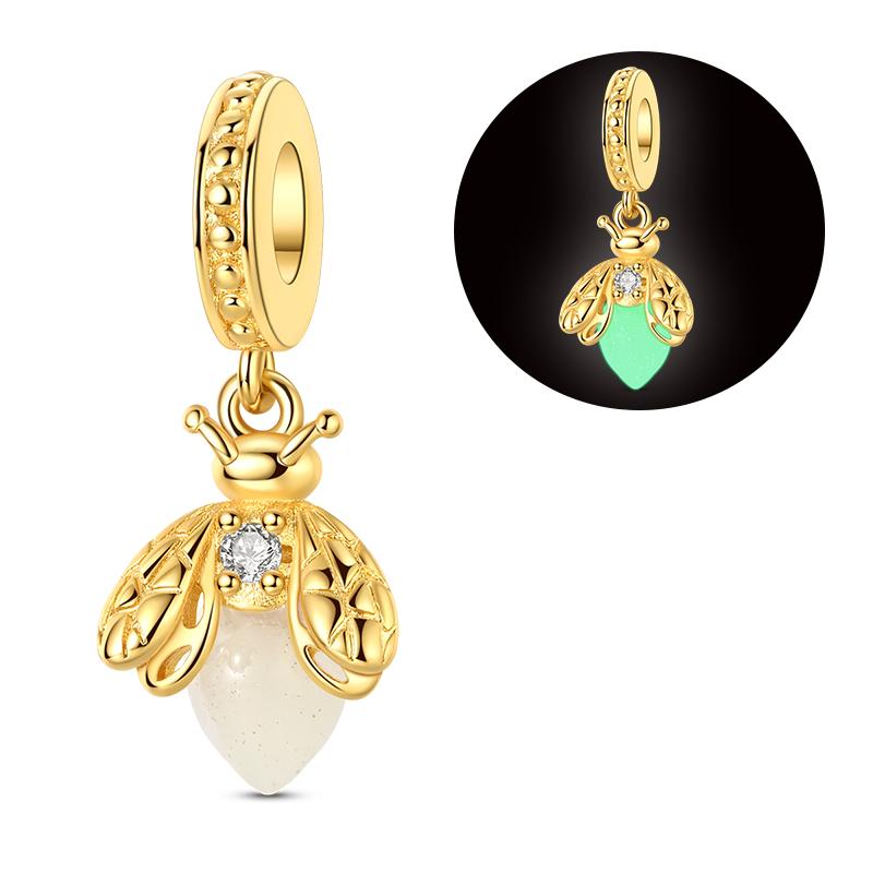 Copper Charms Luminous Beads Firefly Chameleon Fit Original Bracelet Pendant Diy For Woman Jewelry