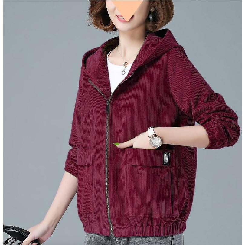 Вельветовая куртка женская утепленная зимняя одежда весенне-осенняя одежда свободный короткий топ