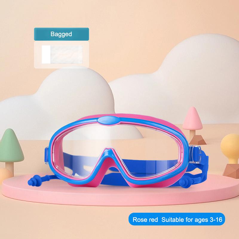 Children's Goggles Boys' Waterproof And Anti-fog HD Swimming Glasses Girls' Big Box Swimming Goggles Set Kids