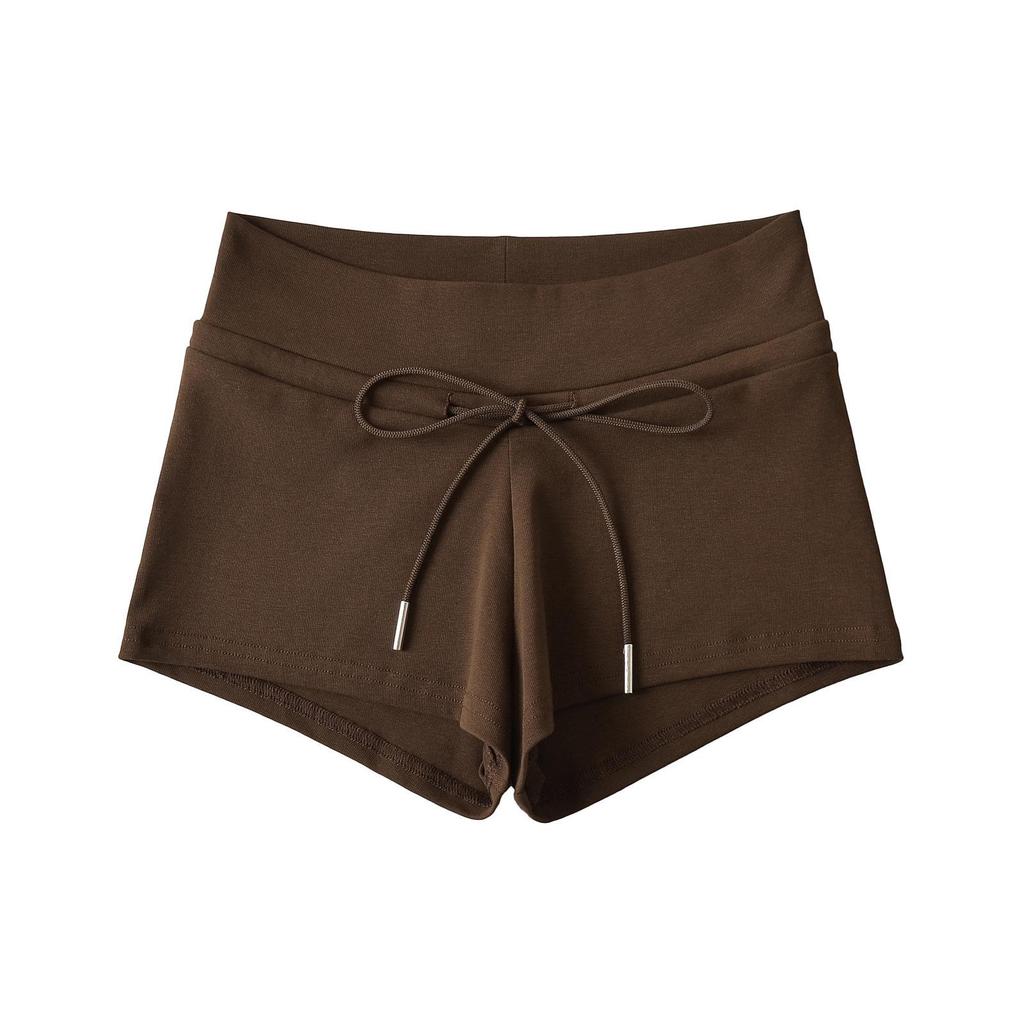 Женские облегающие летние спортивные шорты со шнуровкой и заниженной талией 2024 года