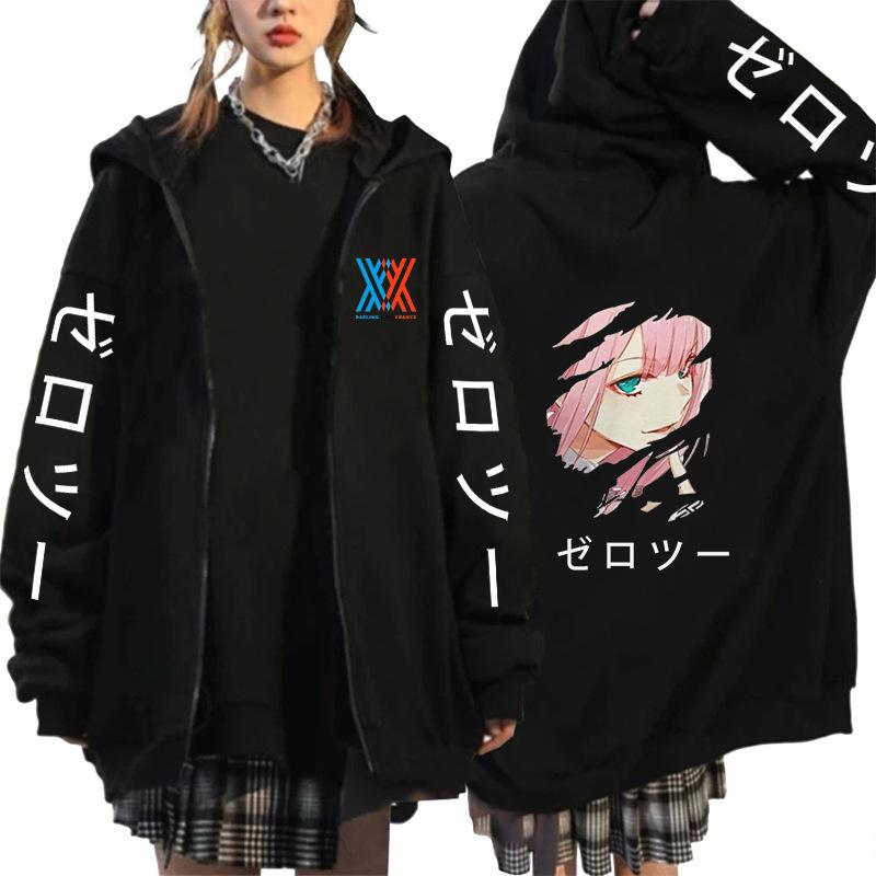 Anime DARLING in the FRANXX printed hoodie cross-border new casual loose zipper sweater