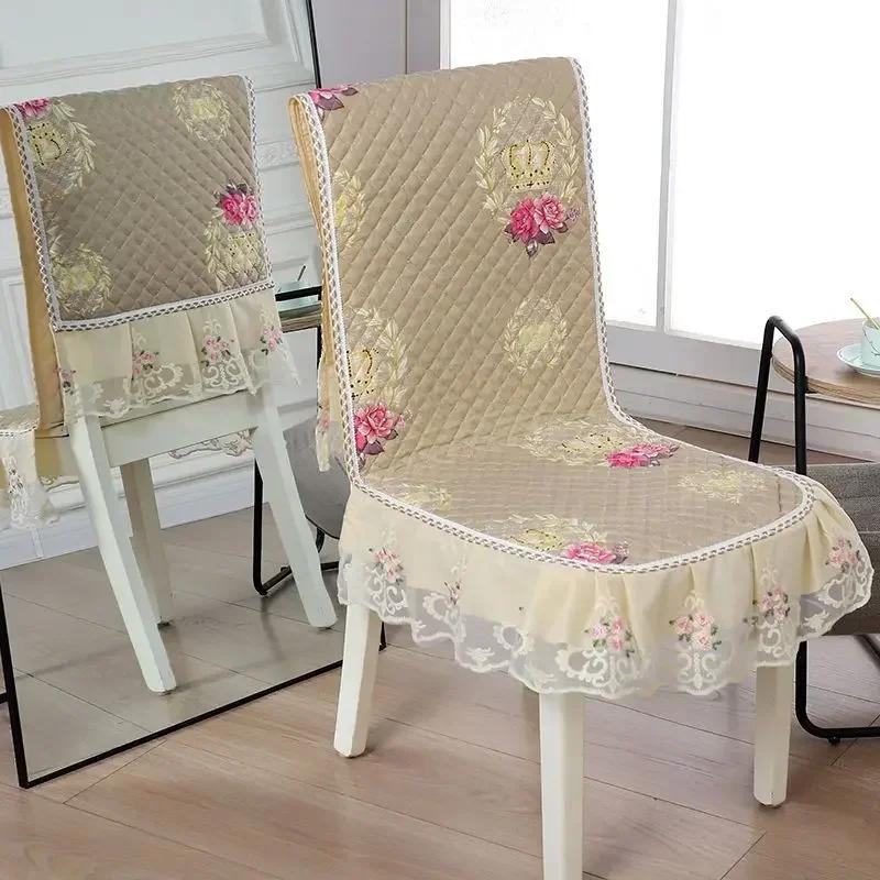 Кружевная спинка стула, стол и чехол на стул, домашняя прямоугольная скатерть, художественная скатерть, обеденный стул, встроенная подушка