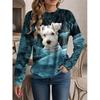 Women's Sweatshirt Polyester Dog Street Dailywear Print Casual Crew Neck Long Sleeve Micro-elastic Fall Winter
