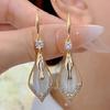 Women's Rhombus Zircon Earrings Unique Design Elegant Long Drop Earrings Party Jewelry Gift