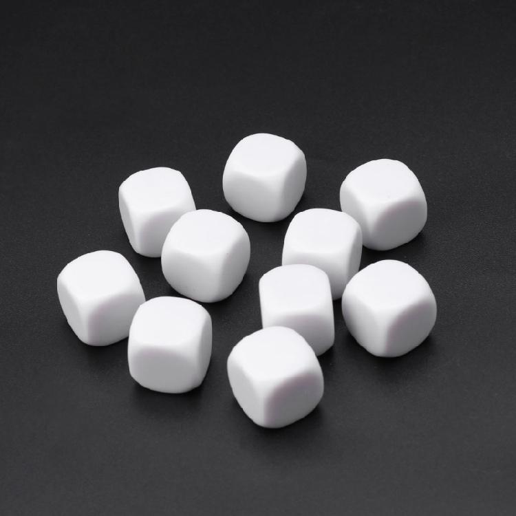 10Pcs Kids Educational Toy Board Game Dices Set White Dices Mathematical Tool 6 Sided Dices Acrylic Round Corner Dices