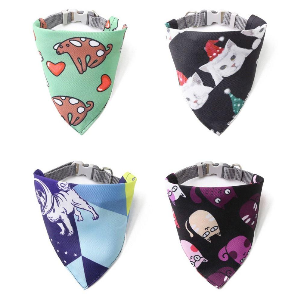 Мультяшное полотенце для слюны питомца Мягкое полотенце для собак Треугольная бандана для кошек Ошейник для кошек Нагрудник Фотография