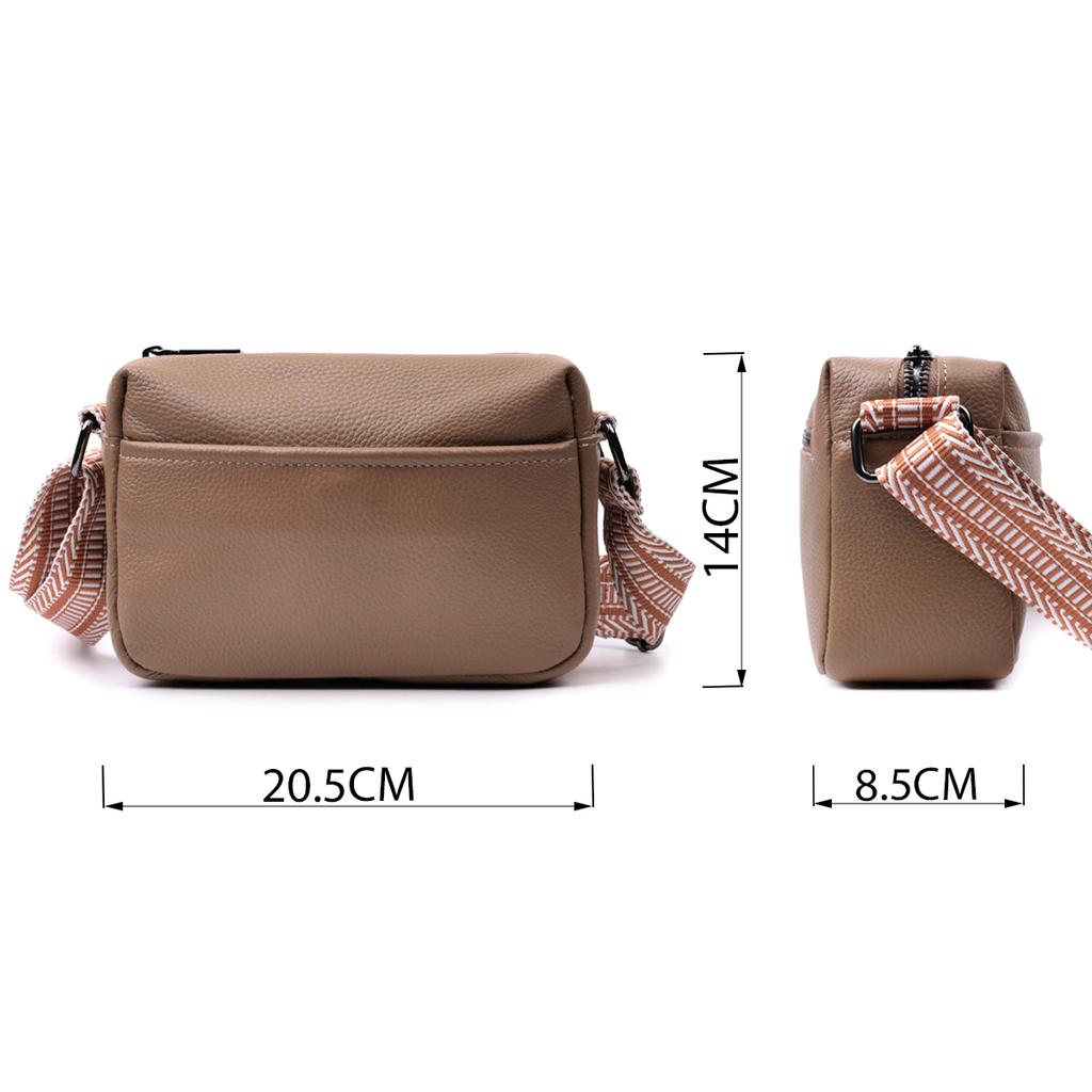 Small Bag with One Compartment for Stylish Women Made of Genuine Leather Vintage 22604 Beige