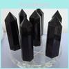 100 Obsidian Natural Black Quartz Crystal Stone Point Healing Wand Hexagonal