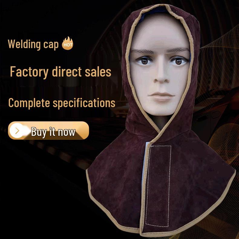 Customizable Cowhide Welding Helmet with Head-Mounted Shawl and Protective Mask