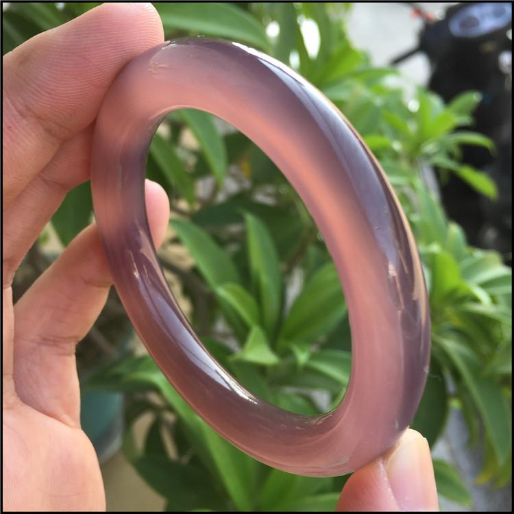 Natural Chalcedony Agate Purple Bracelet Fashionable Charm Emerald Bangle Women's Gift