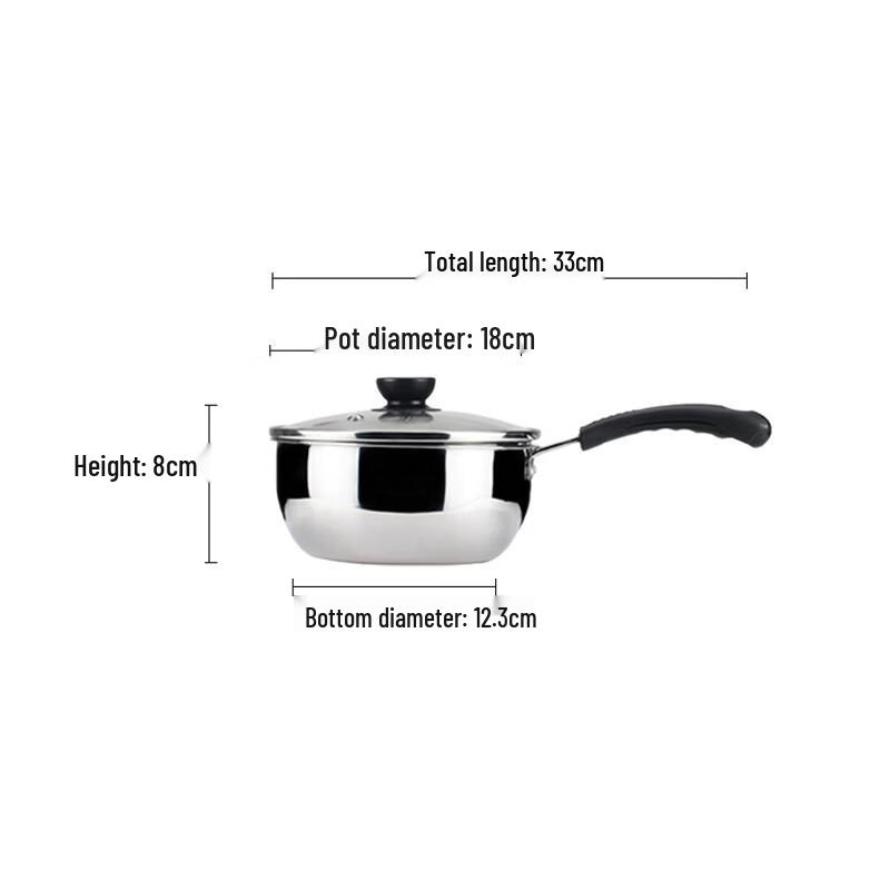 ZISIZ 18cm Stainless Steel Soup & Noodle Pot with Lid (Set of 2)