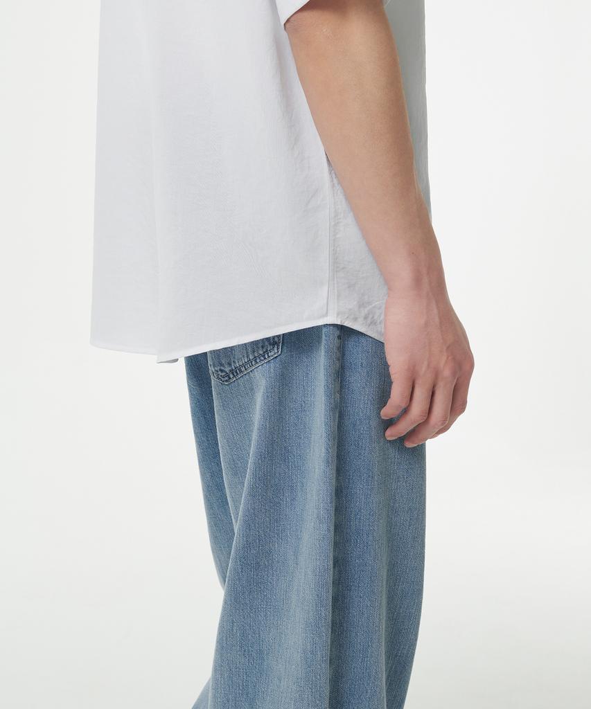 MUSINSA STANDARD Relaxed Linen-Like Short Sleeve Shirt [White]