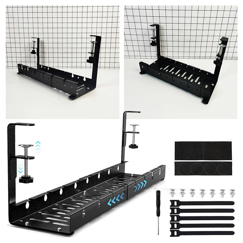 Подстольный лоток для укладки кабелей Расширяемая полка для хранения розеток Проводной шнур Держатель адаптера удлинителя Органайзер Без сверления