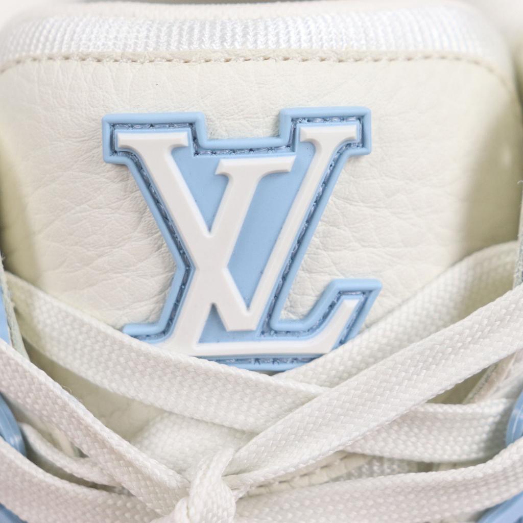 Excellent LOUIS VUITTON Low cut sneakers lv trainer Ice blue denim mens 6 Used