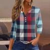 Women's T Shirt Tee Printed Button 3/4 Sleeve Tunic Daily Weekend Fashion Basic V- Neck Regular Top