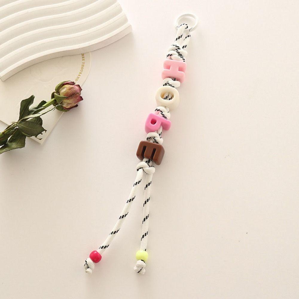 Anti-Lost Mobile Phone Lanyard Colorful Beaded Tassel Pendant Cute Acrylic Beads Keychain Gift