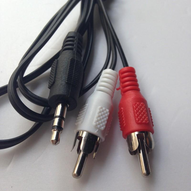 High Quality New 1m Aux Audio 3.5mm Stereo To 2 RCA Y CABLE FOR PC DVD TV VCR AVE