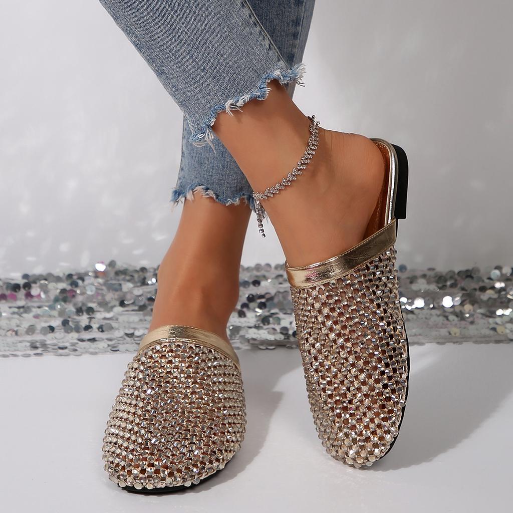 Women Slippers Summer Luxury Brand Slippers Lightweight Round Head Shoes Water Diamond Flat Sandals Slides