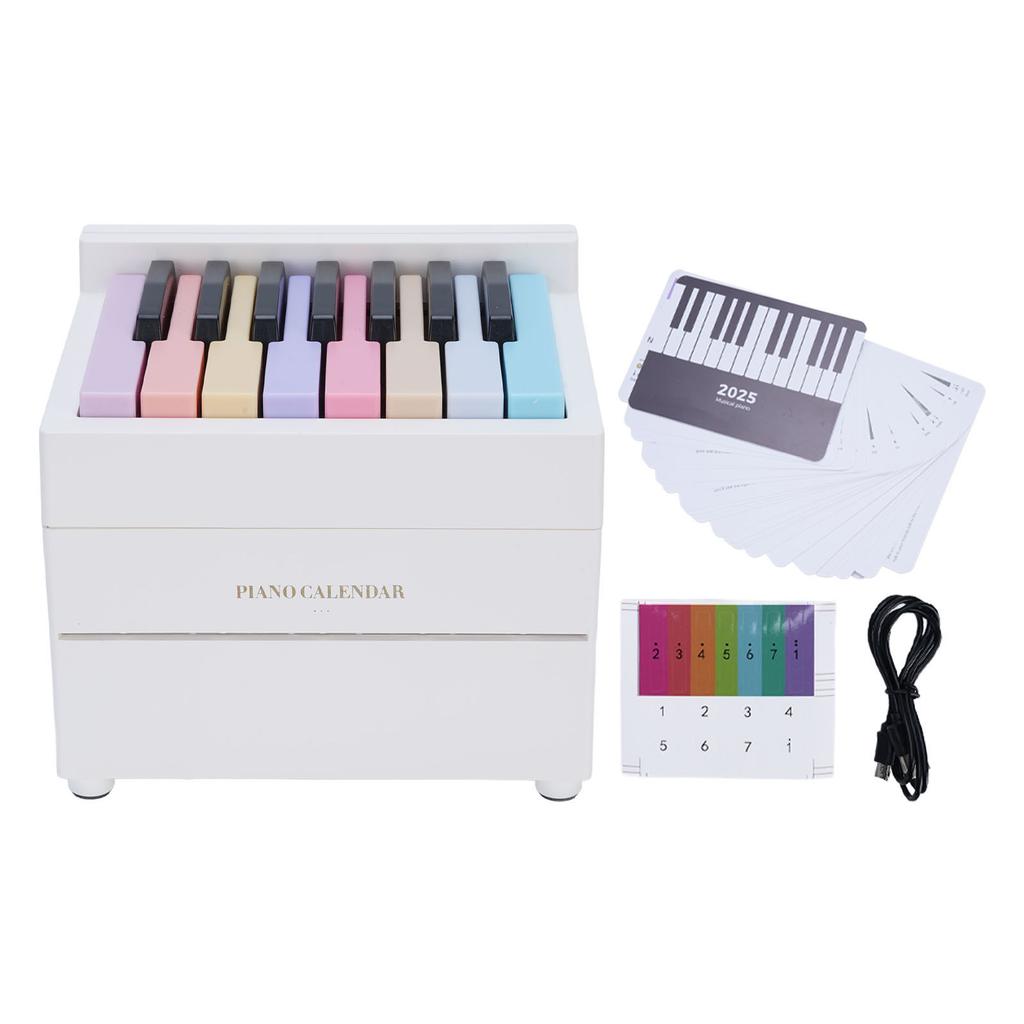 Piano Desk Calendar 2025 Bluetooth Time Date Display Playable Piano Calendar Gift with 27 Cards