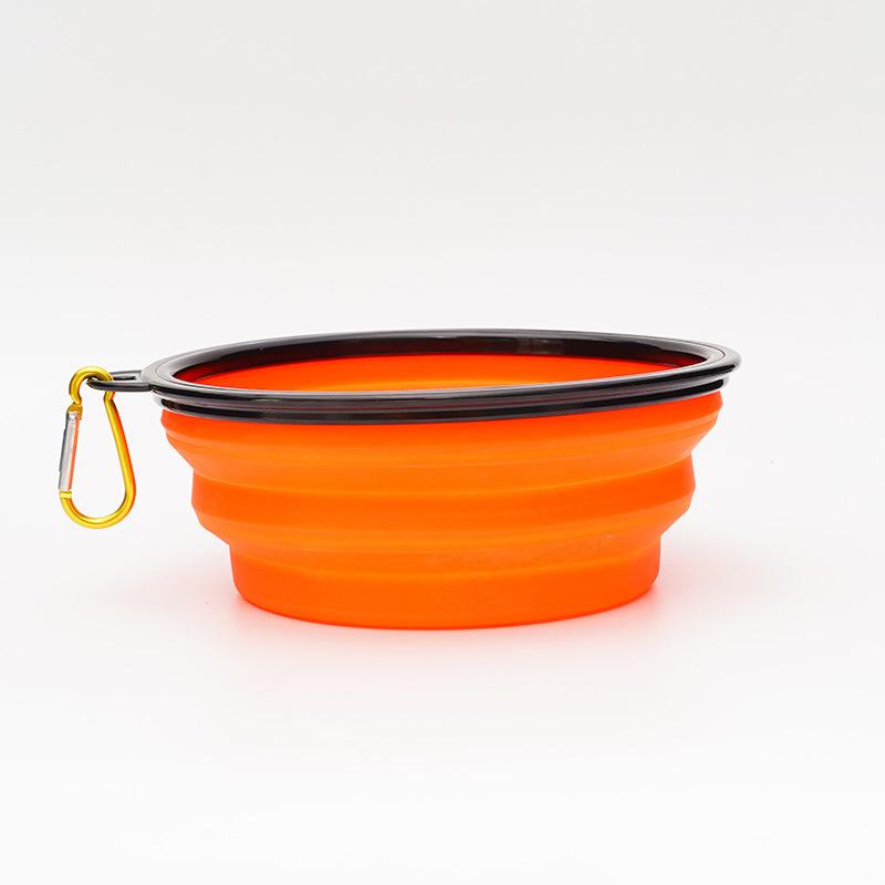 Collapsible Pet Silicone Dog Food Water Bowl Outdoor Camping Travel Portable Supplies Dishes with Carabiner Pet Supplies Cat and Dog Universal Basin