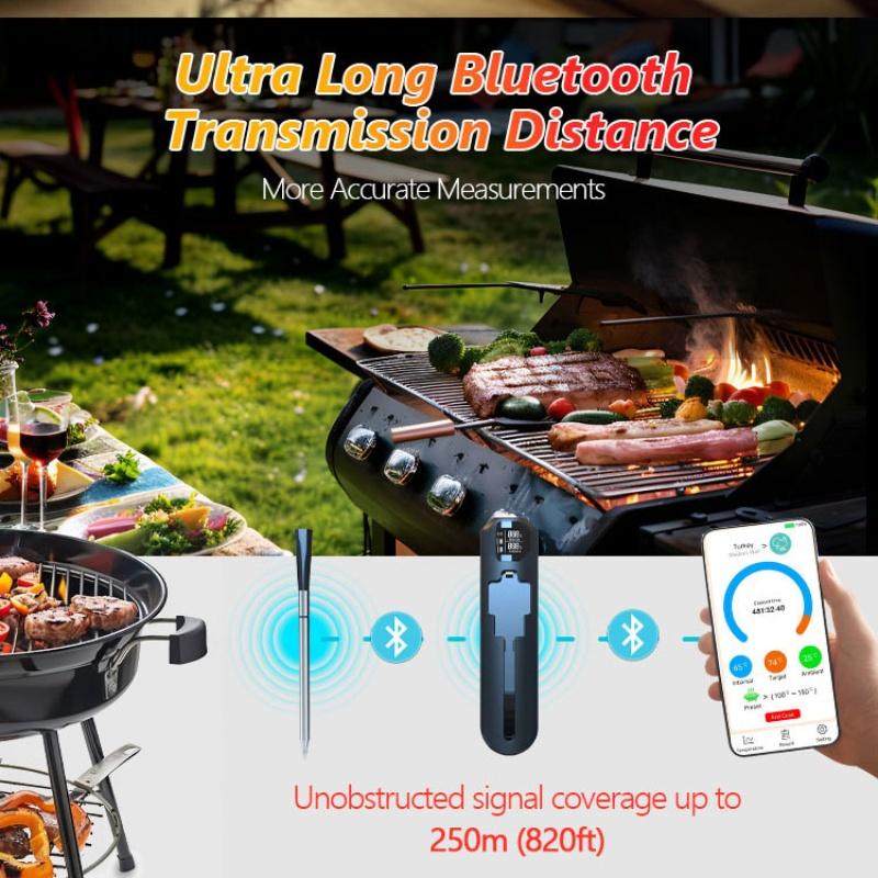Wifi Пищевой Термометр Керамический Зонд Кухонный Духовой Мясной Термометр IP67 Водонепроницаемый Цифровой Дисплей Беспроводной Bluetooth Барбекю