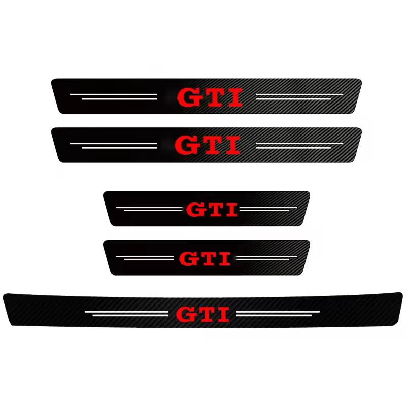 1/4/5Pcs Car Door Sill Scuff Plate Decor Carbon Fiber Stickers For VW GTI Polo Golf MK6 MK7 Passat Tiguan Jetta Beetle Touran CC