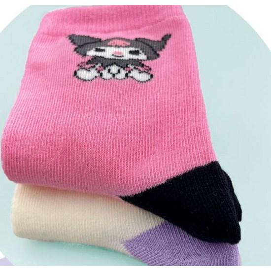 Sanrio Children's Kuromi Medium Socks SAN-04 5-Piece Set, a Popular Character In Korea