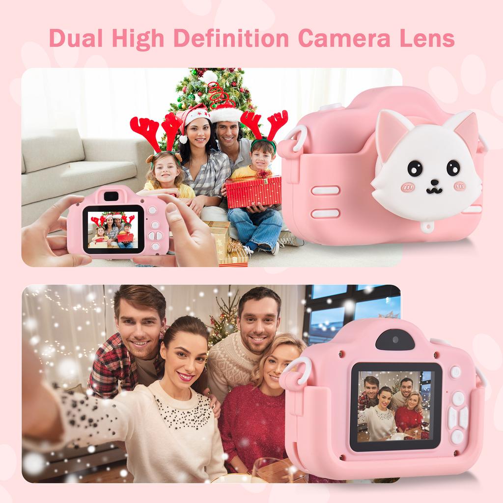 Mini Cartoon Kids Digital Camera 1080P Digital Video Camera for Kids Dual Lens 2.0 Inch IPS Screen
