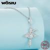 WOSTU 925 Sterling Silver Snake Coil Cross Pendant Necklace Chain for Women