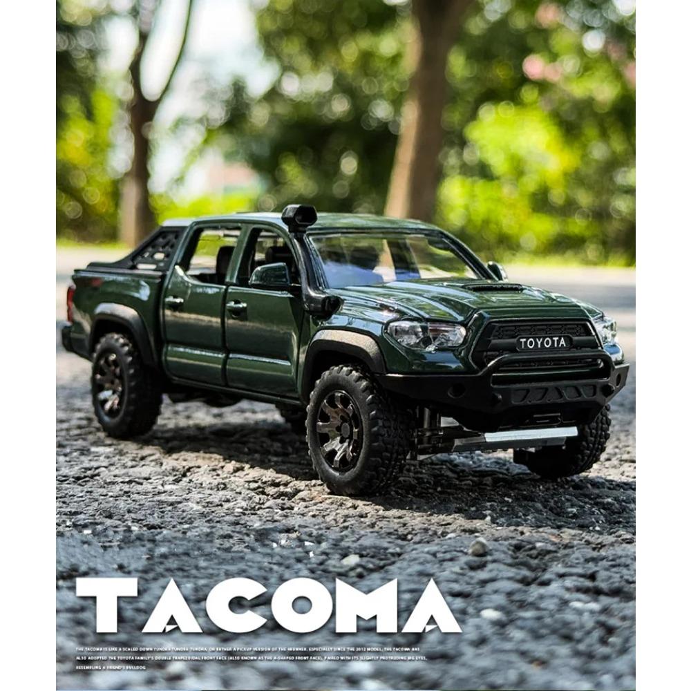 1/32 Toyota Tacoma Alloy Pickup Car Model Diecasts Metal Off-Road Vehicles Car Model High Simulation Sound and Light Childrens Toy Gift