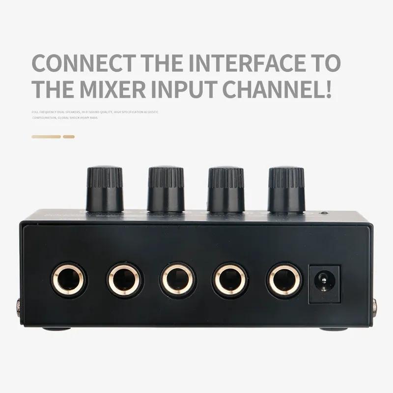 4 Channels Mini o Stereo Headphone Amplifier HA400 Ultra-Compact Audio Amplifier With Power Adapter EU US Plug Adapter