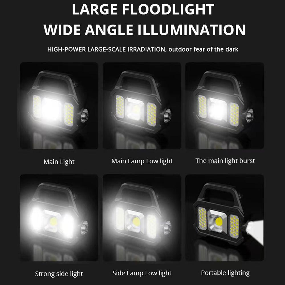 Outdoor Portable Camping Fishing Flashlight Work Light Multi-Modes Solar Powered High Brightness